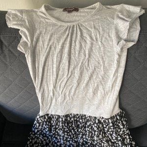 Imoga Casual Girls Dress with Gray Top and White Circle Pattern on Bottom Size 6